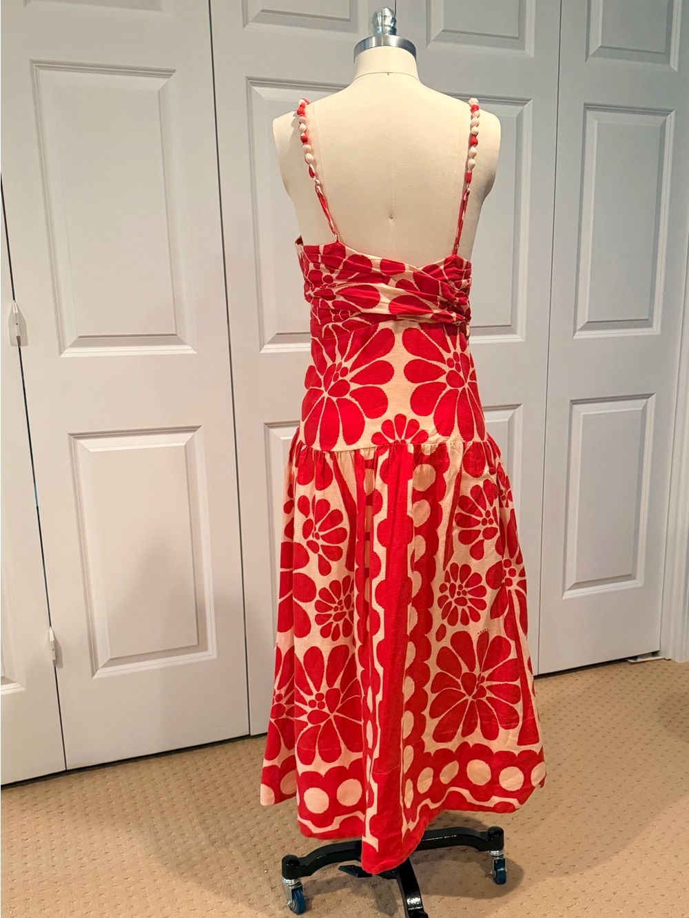 FARM Rio Red and Cream Floral Midi Dress - Picture 4 of 9